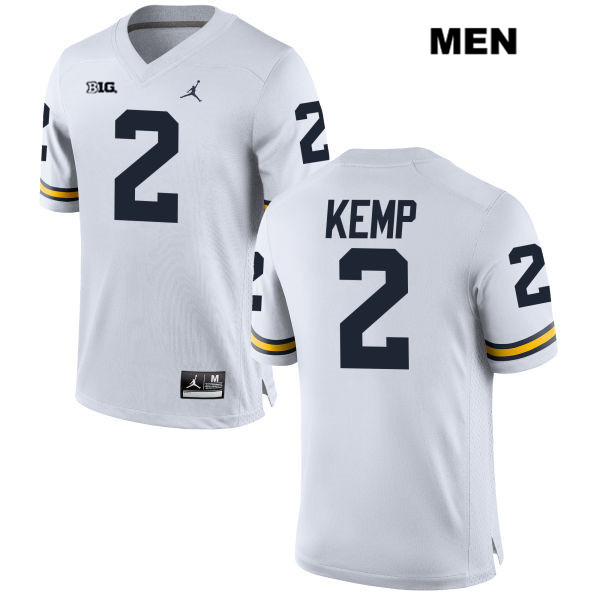 Men's NCAA Michigan Wolverines Carlo Kemp #2 White Jordan Brand Authentic Stitched Football College Jersey XI25O26SF